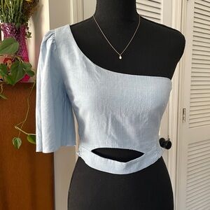 One Sleeve Pastel Blue Blouse